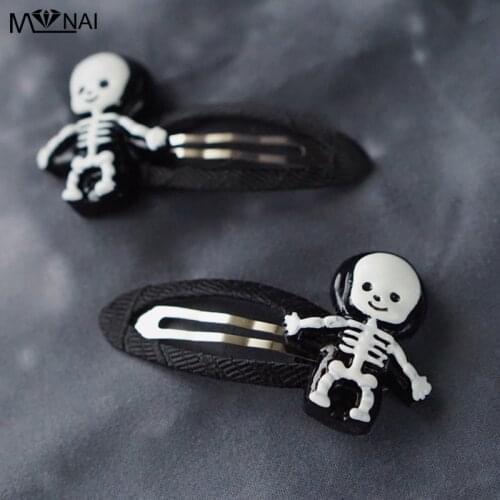 Cosplay Party Little Cute Hair Clips Gothic Handmade Resin Three-dimensional Skull Hairpin Halloween Carnival Accessories