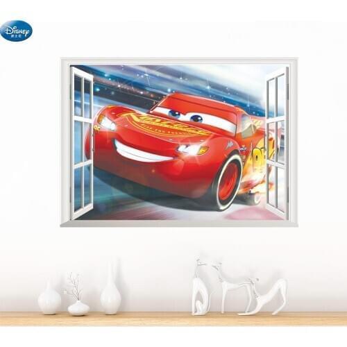 Mcqueen Cars Cartoon 3D DIY Wall Stickers for Kids Boys Room Removable Window Print Wallpapers Decals Bedroom Decor Kindergarten