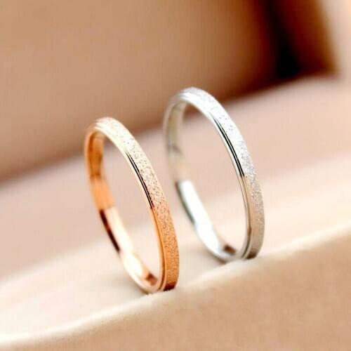 Fashion simple fine frosted ring stainless steel couple wedding ring ladies Korean popular ring