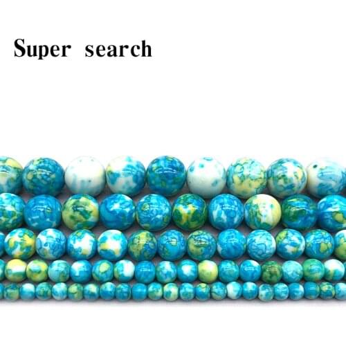 Natural White Blue Canary Yellow stones Round Loose Beads 15" Strand 4 6 8 10 12MM Pick Size For Jewelry diy Bracelet Woman