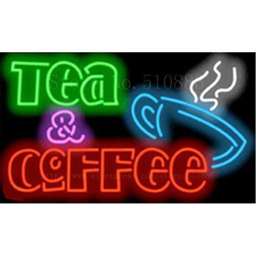 Tea & Coffee XL Neon sign Real Glass Tube Bulbs Light Bar Beer Club Decoration Signboard Espresso Cappuccino drink 17"x14"