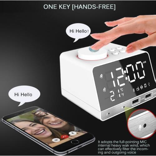 New K11 Bluetooth Alarm Clock Speaker With Dual USB Interface Charging Audio Creative Music Clock Display Radio Hot