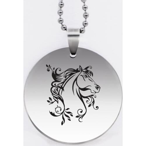 Ufine jewelry victory horse pendant army card round disc stainless steel customed necklace N4526