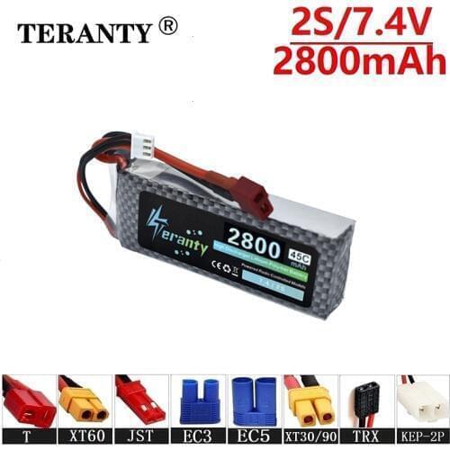 Collision avoidance 7.4v 2800maH 45C Lipo Batterry For RC Cars Boats Quodcopter Spare Part 2s 2800mah 7.4v Rechargeable battery