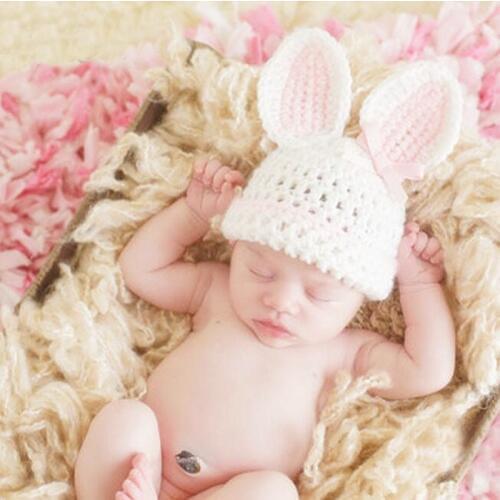 Newborn Props Twins Baby Boy Girl Photoshoot Winter Crochet Bunny Hat Infant fotografia Accessories Baby fotoshooting Prop Hat