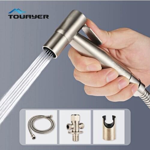 Handheld Toilet Bidet Faucet Stainless Steel Hand Bidet Sprayers Brushed Water Gun Spray Gun for Shower Bathroom Cleaning Tools