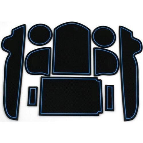 Blue line Silica Gel Door Gate Slot Mat Teacup Pad,Non-Slip Pads For toyota RAV4 2006-2012 10pcs