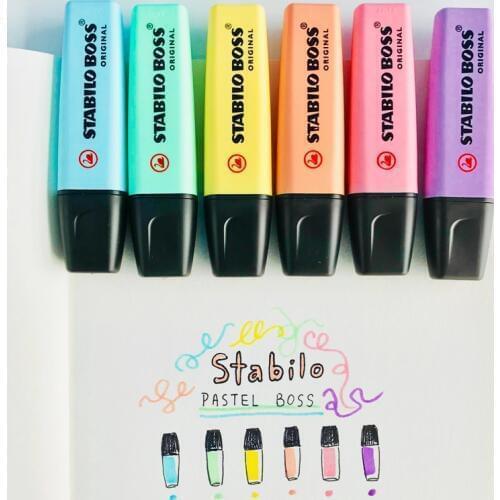 STABILO BOSS Original Pastel Highlighter Pen, Soft Color 2/5mm Chisel Tip Art Marker Liner Drawing Painting Office School F507