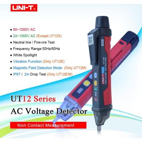 UNI-T AC Voltage Detector Meter UT12D/S/M/E 24V/90V-1000V Non-Contact Tester Pen Socket Volt Current Electric Test Pencil