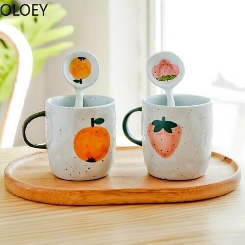 Japanese Strawberry Coffee Mug Handmade Large Creative Ceramic Fruit Water Coffee Cup Milk Tea Tazas De Ceramica Creativas 2020
