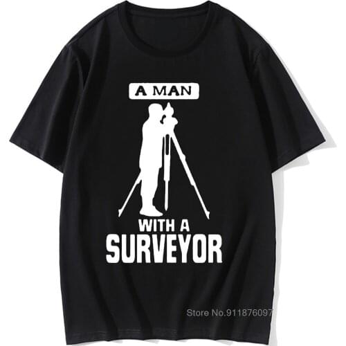 A Man With A Surveyor Funny T-Shirt Mens Measurer Summer Short Sleeves T Shirt XS-3XL Male HipHop SURVEYOR HEARTBEAT Tee TShirts