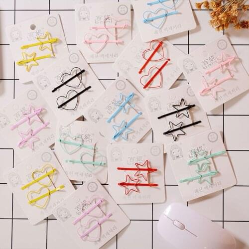 New Girls Cute Love Five Star Colorfur Hairpins Children Sweet BB Hair Clip Barrettes Headband Kids Fashion Hair Accessories