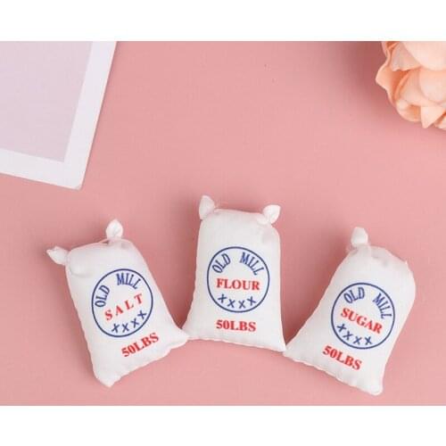 1:12 Dollhouse Miniature Mini Flour Salt Sugar Cloth Bag Kitchen Accessories