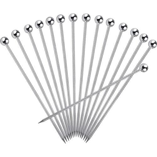 15Pcs Cocktail Picks, 4 Inch Reusable Stainless Steel Martini Picks Cocktail Toothpicks for Olives Appetizers Sandwich
