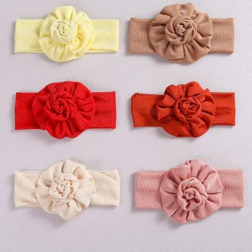 20 Pcs/Lot,Fashion Baby Rolled Flower Headband Head Waps Newborn Cotton Turban Flower Stretch Hair Bands Girls Hair Accessories