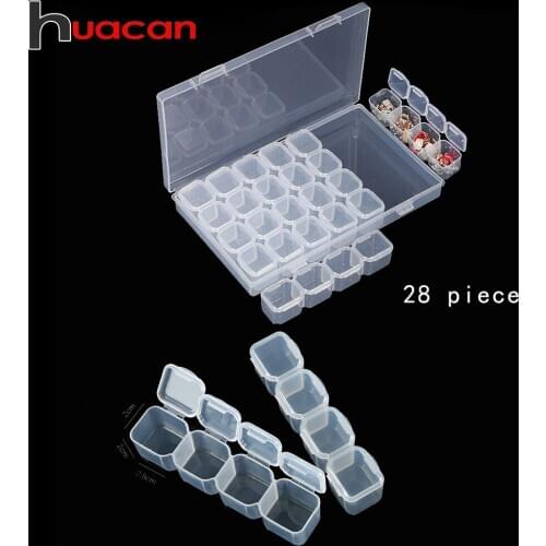 Huacan Diamond Embroidery Box 28pcs Diamond Painting Tools Accessory Jewelry Drill Plastic Convenience Storage Box Gift Mosaic