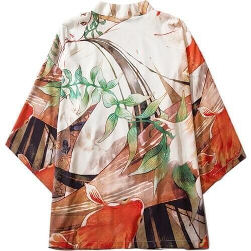 Asian Clothes Goldfish Print Cardigan Shirt Women Traditional Kimonos Haori Kimono Women Japanese Yukata Female Women