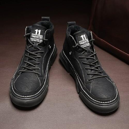 Martin Boots Mens British Fashion High Top Joker Work Boots Military Boots Leather Comfortable Breathable Mens Casual Shoes