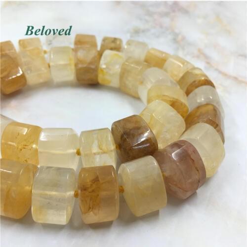 11*15mm Faceted Rondelle Citrines Nugget Loose Beads,Natural Yellow Crystal Quartz Gems Necklace Making Spacer Findings, BG18052