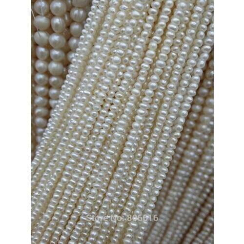 4.5MM 1strand Potato AA+ Natural White Freshwater Pearl Bead Strands Jewelry Beads