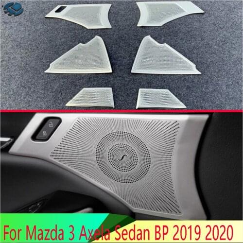 For Mazda 3 Axela Sedan BP 2019 2020 Stainless Steel Speaker Cover Interior Trim Side Door Stereo Bezel Collar Ring Garnish