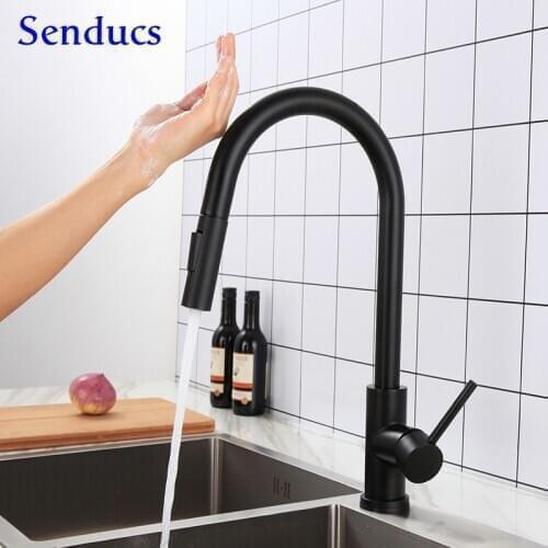 Black Touch Kitchen Faucet with Pull Down Sprayer Black Bronze Sensor Pull Out Kitchen Faucets Stainless Steel Touch Kitchen Tap