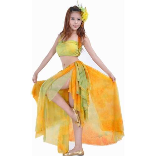 Cheap Belly Dance Clothing Women Dancewear 2pcs Outfits for for Belly Dance Top Skirt Costumes Girls