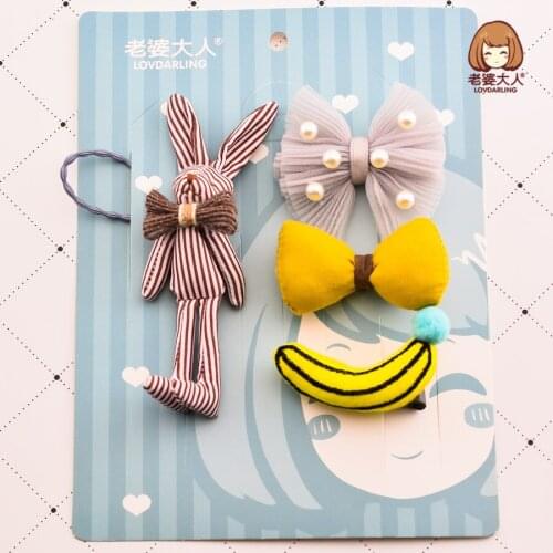 Fabric Rabbit Mesh Pearl Butterfly Pineapple Childrens All-Inclusive Hair Clip Hairpin Hair Accessories Headdress