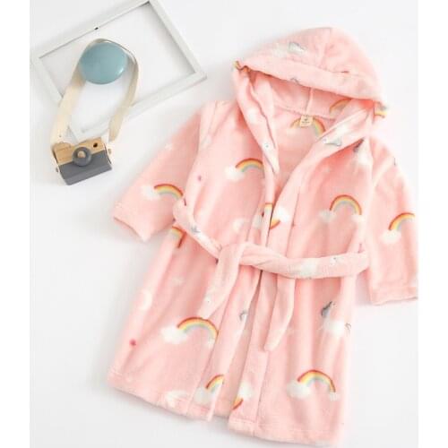 Children Bath Robe Baby Towel Childrens Rainbow Cartoon Hooded Bathrobes For Boys Girls pajamas Kids Sleepwear Robe 2 6 8 Years