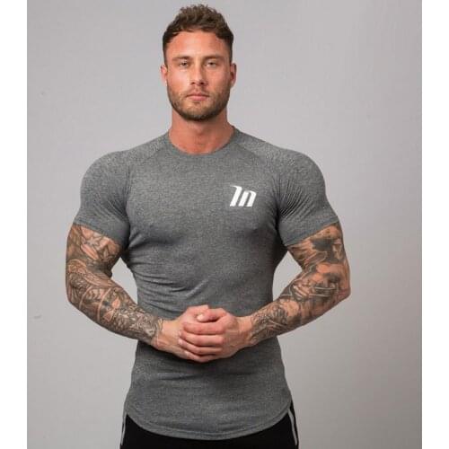 Men Skinny Quick dry t shirt Summer mens Gyms Fitness Bodybuilding workout Shirts Jogger Short sleeves Tees Tops Brand clothing