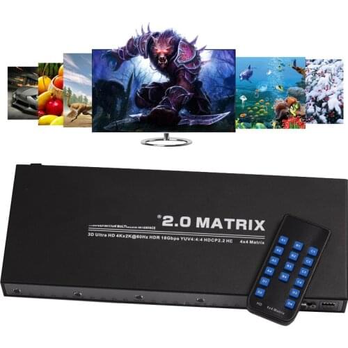 HD 2.0 Matrix 2x2 3x3 4X4 Matrix Splitter Switch 4 to 4 1080P RS232 EDID 4K 60HZ HDR For PS5 PS4 DVD PC to TV Video Converter
