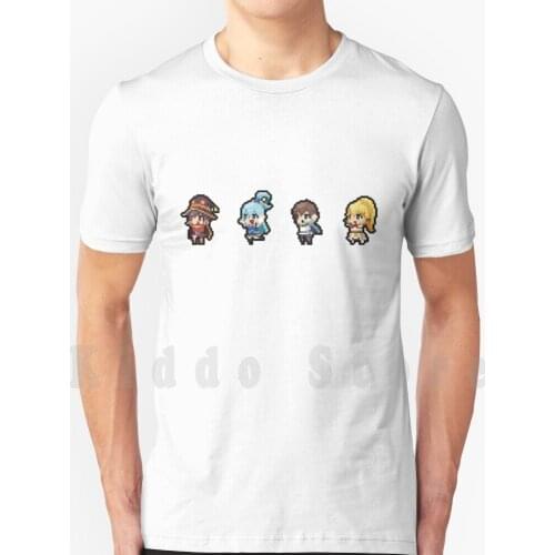 Isekai Quartet Konosuba T Shirt Diy Big Size 100% Cotton Konosuba Isekai Quartet Kazuma Megumin Darkness Aqua Comedy Anime