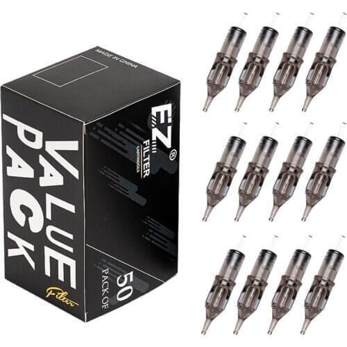 50 PCS Assorted EZ Filter Cartridge Tattoo Needle Kit Liner Shader for Rotary Machine & Grips