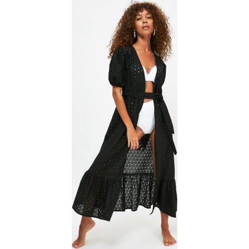 Trendyol Frilly Fisto Embroidered Kimono & Kaftan TBESS21KM0110