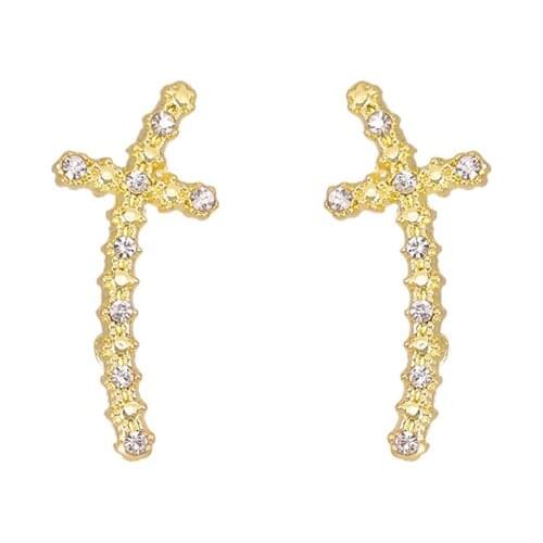 Korean Earrings Fashion Jewelry Small Exquisite Crystal Cross Statement Earrings For Women Stud Earrings Pendientes Wholesale