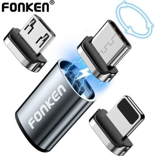 Fonken Magnetic Cable Plug Tip USB Cable Connector Type C Magnetic Charge Adapter Micro USB Magnet Cable Converter Charger Tip