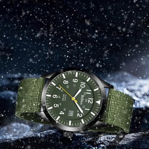 Leisure Quartz Mens Watch Nylon Belt Automatic Date Dual Digital Panel Display Military Wristwatch 2021