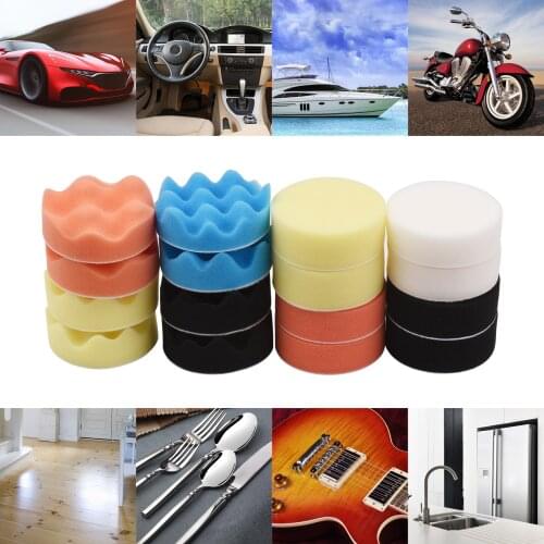 24Pcs Polishing Pads Kit 3 Inches Drill Buffer Attachment Glazing Waxing for Automobiles Yachts