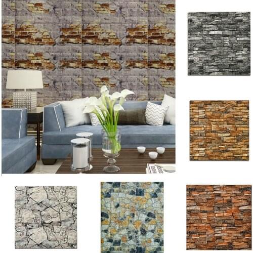 Wall Stickers 70*77 cm 3D Waterproof PE Foam Self-Adhesive Wallsticker 2021 Fashion Home Floor Living Room TV Background Decor