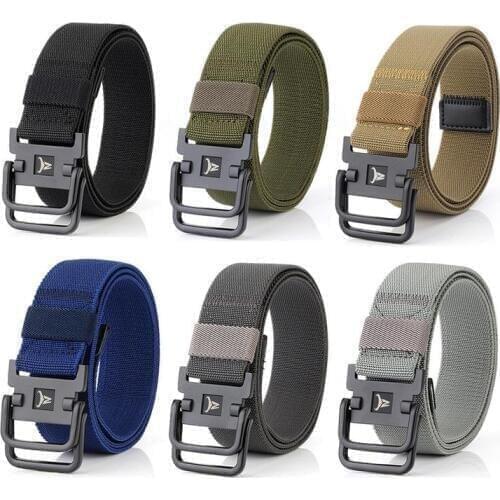Outdoor Army Green Double Ring Buckle Nylon Elastic Stretch Strong Belt Molle Waist Belts for Men Male Hunting Accessories