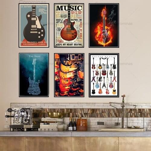 Canvas Prints Pictures Wall Art Guitars Instrument Collections Music Quote Painting Home Decor Modular Nordic Poster Living Room