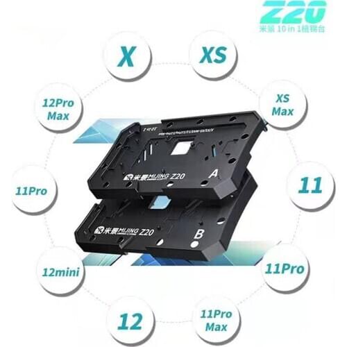Newest MJ Z20 10 IN 1 BGA Reballing Stencil Platform Fixure For iP X-12 Pro Max Motherboard Middle Frame Planting Tin Template
