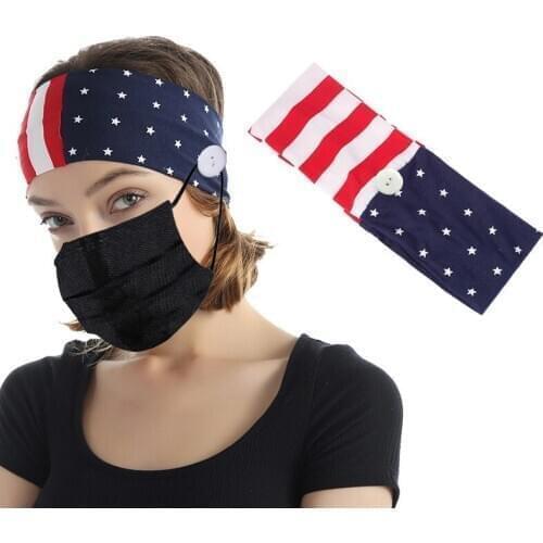 New Hair Accessories Sport Headbands For Women Mask Buttons Turban Stars and Stripes Headwear Bandeau Fillet scrunchie hair band