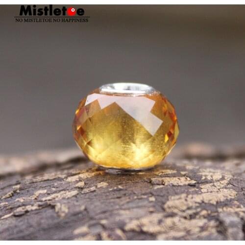 Mistletoe 925 Sterling Silver Fine Natural Faceted Yellow Citrine Stone Bead Jewelry