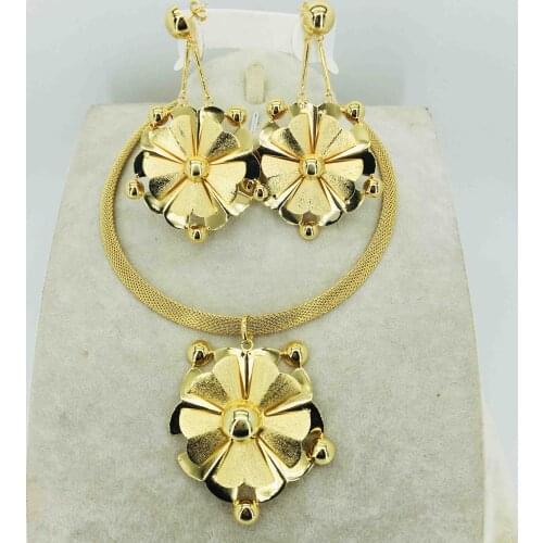 Wholesale gold New Jewelry collection African brides wedding gifts women necklace earrings collection wife jewelry set