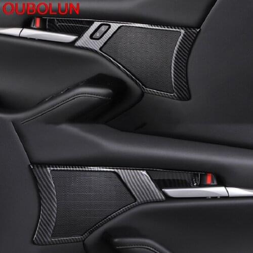 OUBOLUN For Mazda 3 M3 Axela 2019 2020 LHD Inner Door Handle Bowl Panel Garish Audio Speaker Cover Trim Interior Accessories ABS