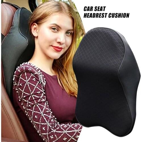 Car Seat Neck Pillow Headrest Pad Memory Cotton Foam Pillow Head Neck Rest Car Travel Neck Support Breathable Mesh Memory Foam