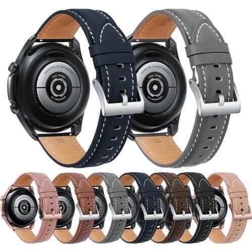 Genuine Leather Strap for Samsung Active 2 3 Galaxy Watch S3 S2 42/46mm 41/45mm Band Bracelet Gear Sport 20/22mm Belt Wristbands