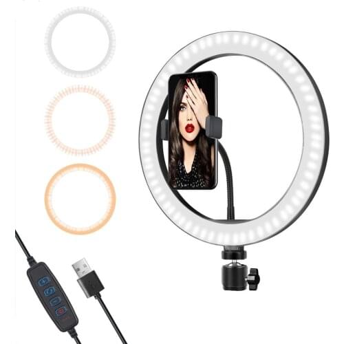 Selife Ring Light 10 Inch Hose Clamp Purple Bag Packaging Flat Style for iPhone Android YouTube Video Real-time Streaming Makeup