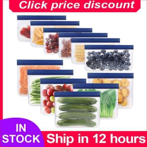 PEVA Silicone Food Storage Bag Reusable Navy Blue Freezer Bag Leakproof Zip Lock Bags Kitchen Organizer Fresh-keeping Bag